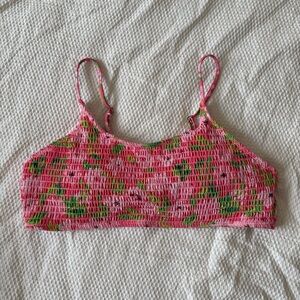 Pink and Green Floral Bikini Top